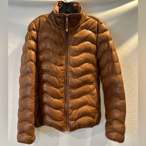 Scully 100% leather quilted puffer jacket size Large